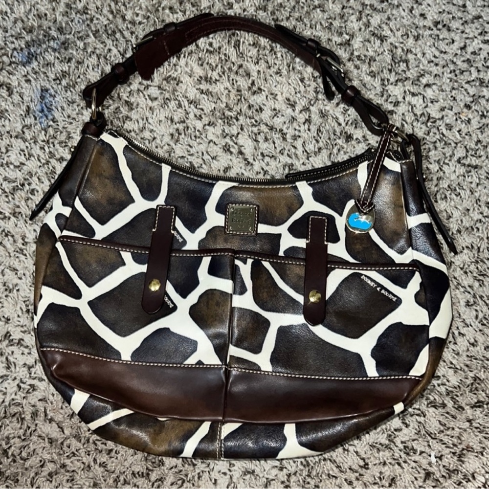 Vintage Dooney & Bourke Giraffe Print Leather Hodo
Handbag
